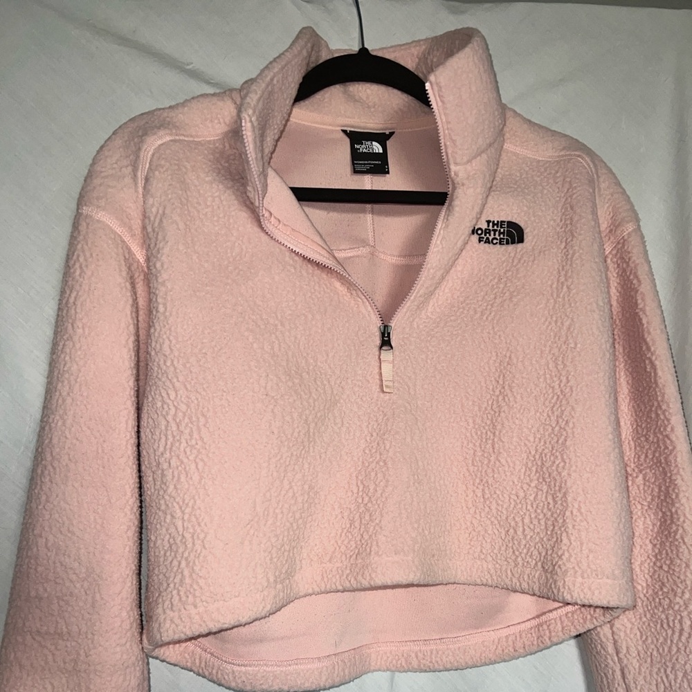 North face 1/2 zip cropped pink fleece